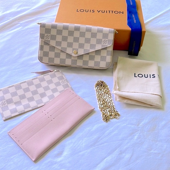 Louis Vuitton Damier Azur crossbody chain bag coated canvas cowhide leather - Picture 2 of 8